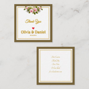 Cartão De Notas Elegante Rosa Cor-de-Rosa e Script Dourado Obrigad