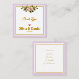 Cartão De Notas Elegante Rosa Cor-de-Rosa e Script Dourado Obrigad