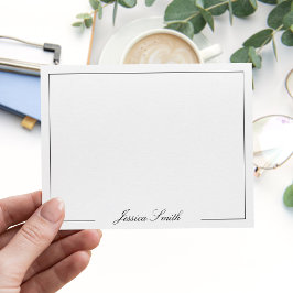 Cartão De Notas Elegante Rótulo de Monograma de Nome em Script