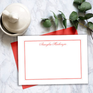 Cartão De Notas Elegante Salmão Laranja e Branco Personalizado