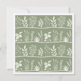 Cartão De Notas Elegante Silhueta Botânica Minimalista em Verde Sá