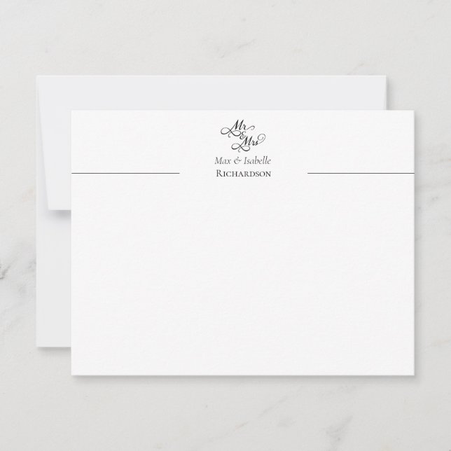 Cartão De Notas Elegante Sr. e Sra. (Frente)