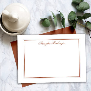 Cartão De Notas Elegante Terracotta Brown e White Personalizados