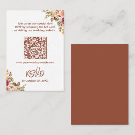 Cartão De Notas Elegante Terracotta Floral RSVP com Código QR