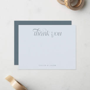 Cartão De Notas Elegante Tipografia de Redemoinho Casamento Azul A