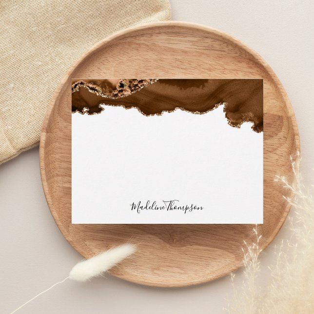 Cartão De Notas Elegante Velvet Rust Geode Agate Dourado Marble (Criador carregado)