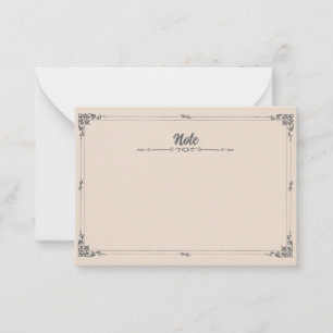 Cartão De Notas Elegante Vintage 2 bordas Quadro de Ornamentado Cl