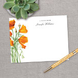 Cartão De Notas Elegante Vintage California Poppy Floral com Nome<br><div class="desc">Esta adorável design de nota personalizada apresenta uma ilustração antiga dos Papa Ouros da Califórnia e uma tipografia simples,  mas elegante. Este design faz um maravilhoso aniversário,  dia de as mães ou presente de feriado para qualquer um!</div>