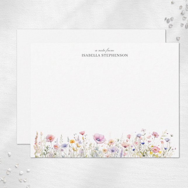 Cartão De Notas Elegante Watercolor Floral (Criador carregado)