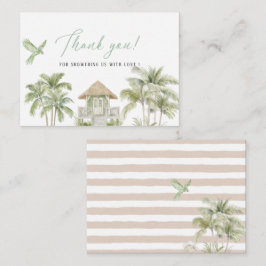 Cartão De Notas Elegante Watercolor, show Tropical Beach Palm Brid