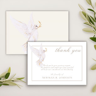 Cartão De Notas Elegante Watercolor White Dove Memorial Obrigado
