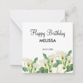 Cartão De Notas Elegante White Calla Lily Floral Birthday
