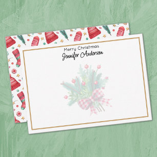 Cartão De Notas Elementos de Natal Ilustrados Minimalistas 3,5x5 p