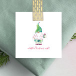 Cartão De Notas Elf in Pink Flamingo Bahama Shirt Mini Christmas<br><div class="desc">Wish friends and family a beachy Christmas with my fun and unique tropical themed square greeting card in a tiny size. This cute mini Christmas card pack features my original watercolor Santa gnome in a pink flamingo bahama shirt artwork with in shades of blues, greens and a hint of red....</div>