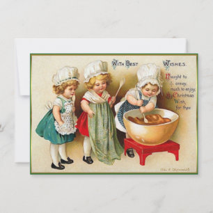 Cartão De Notas Ellen Clapsaddle 3 Meninas Natal Vintage