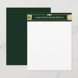 Cartão De Notas Emerald Green E Nome Dourado Minimalista Único