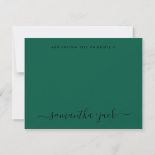 Cartão De Notas Emerald Wedding Na moda Script Elegante Minimalist