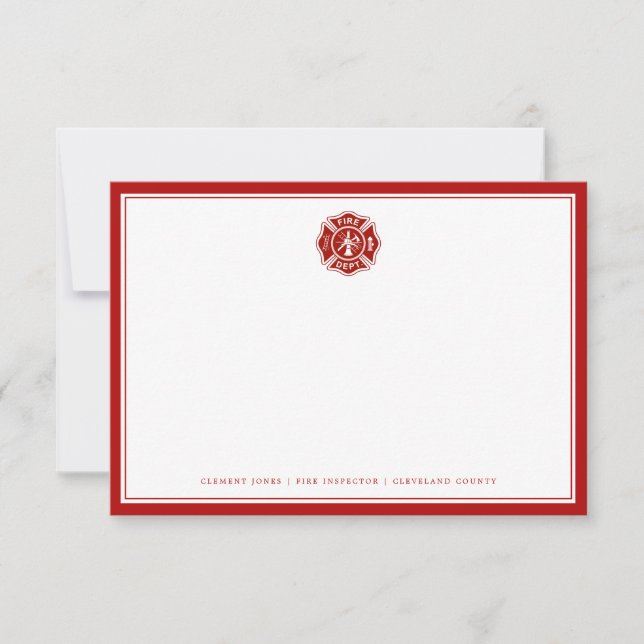 Cartão De Notas Emergência contra incêndio | Cruz maltesa | Vermel (Frente)