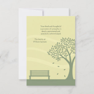 Cartão De Notas Empregado Bench Bereavement Obrigado Notecard