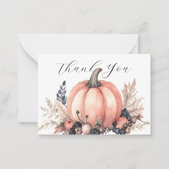 Cartão De Notas Encantadora Abóbora Obrigado (Frente)