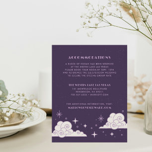 Cartão De Notas Enclosure Casamento Celestial Lua e Estrelas Roxas