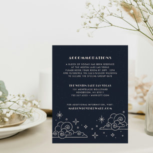 Cartão De Notas Enclosure de Casamento Navy Moon & Stars Celestial