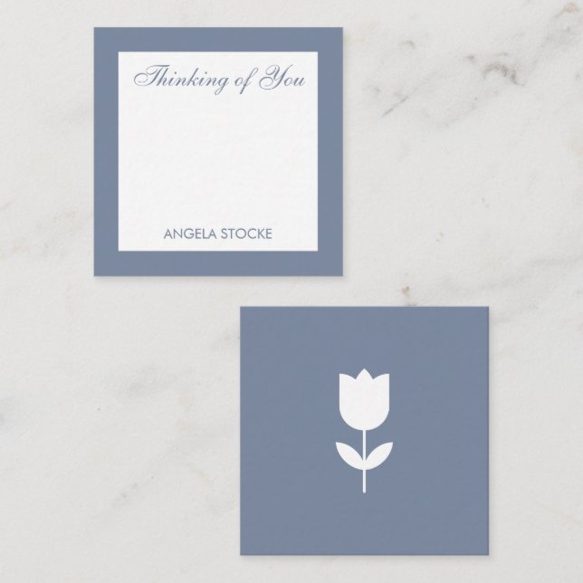 Cartão De Notas Enclosure de Flor Azul Simples Personalizada (Frente/Verso)