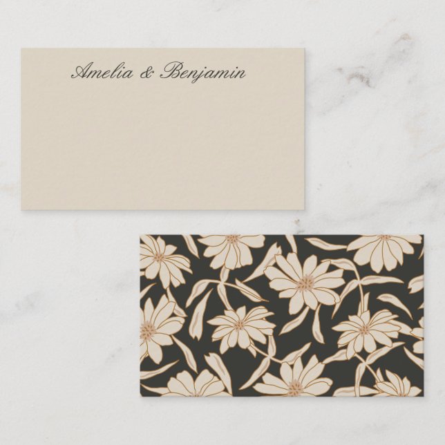 Cartão De Notas Enclosure de Presente Personalizado Preto Marfim B (Frente/Verso)