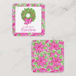 Cartão De Notas Enclosure verde de coroa verde rosa de Natal