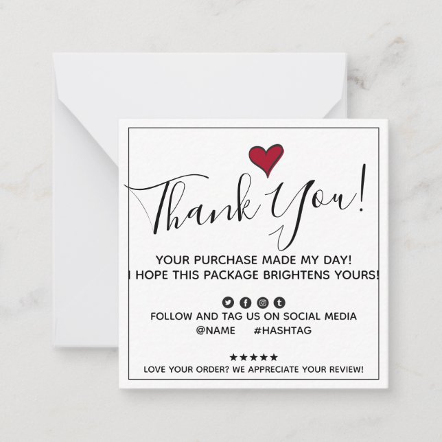 Cartão De Notas Encomenda Obrigado Comprar Meu Dia (Frente)