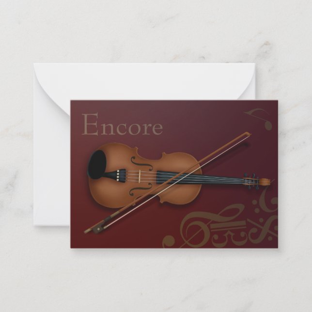 Cartão De Notas "Encore" Violin & Arco Elegante Burgundy Personali (Frente)