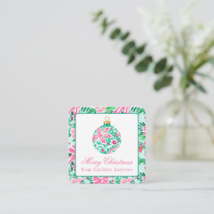 Cartão De Notas Enfeite de Natal Rosa e Verde Preppy
