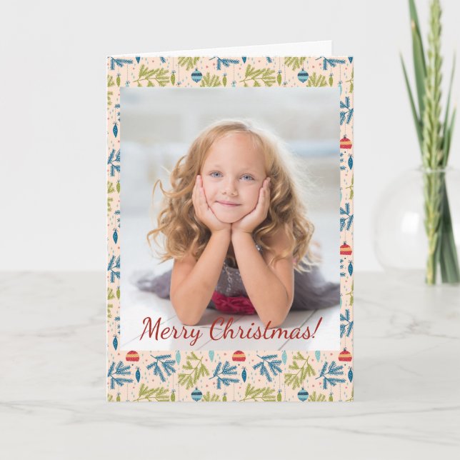 Cartão De Notas Enfeites de natal antigos movidos em árvores Foto (Frente)