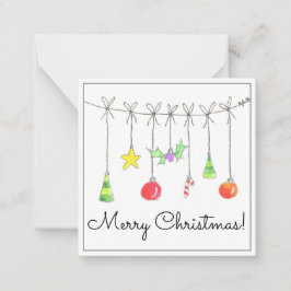 Cartão De Notas Enfeites de Natal Coloridos
