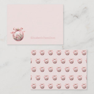 Cartão De Notas Enfeites de natal Floral Cor de Água Rosa