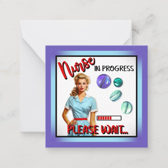 Cartão De Notas Enfermeira Bonita e Nostálgica em Estilo Pin-up em (Frente)