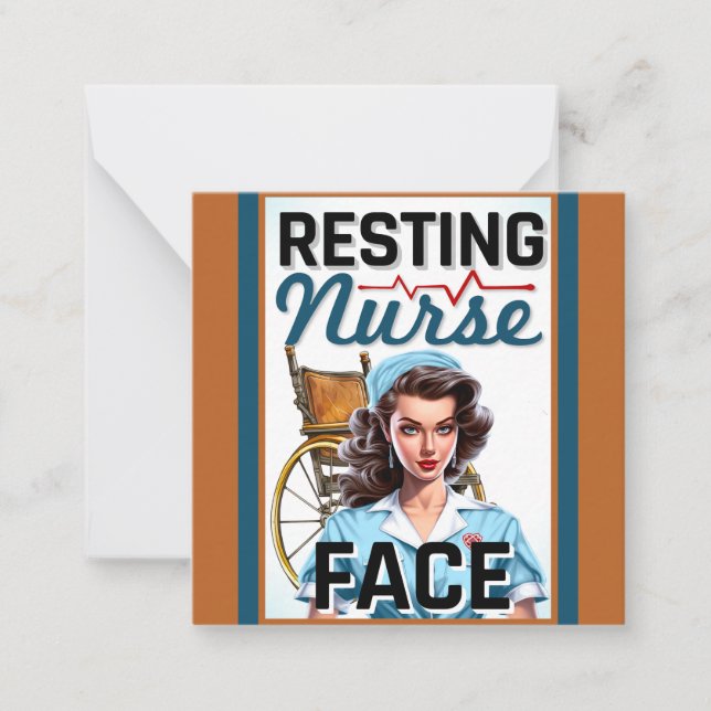 Cartão De Notas Enfermeira Nostálgica Bonita Enfermeira Amortecida (Frente)