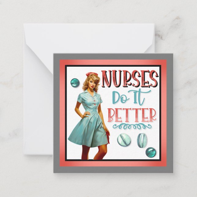 Cartão De Notas Enfermeira Nostálgica Bonita Enfermeira Pinup Faz  (Frente)