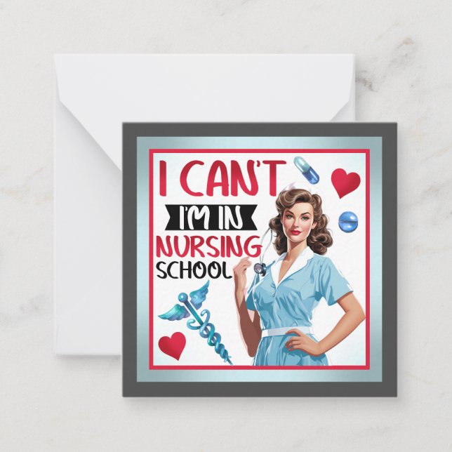 Cartão De Notas Enfermeira Nostálgica Bonita Se Aproxima Na Enferm (Frente)