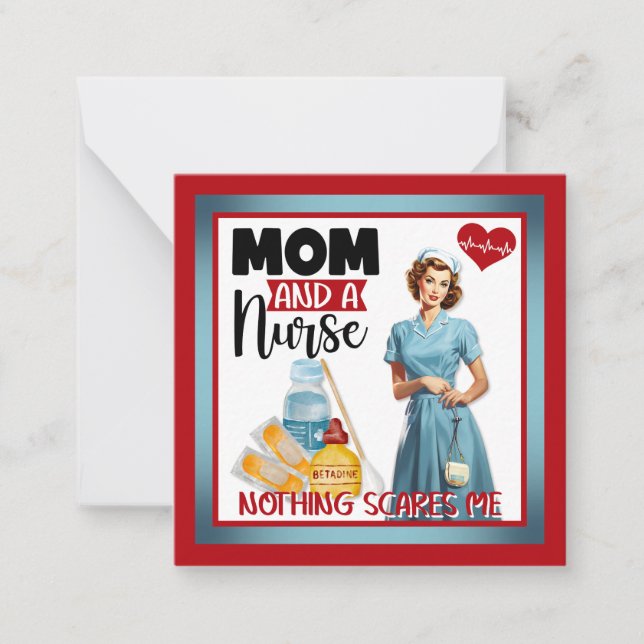 Cartão De Notas Enfermeira Nostálgica e Bonita Aperte Mãe e Enferm (Frente)