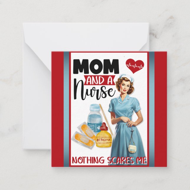 Cartão De Notas Enfermeira Nostálgica e Bonita Aperte Mãe e Enferm (Frente)