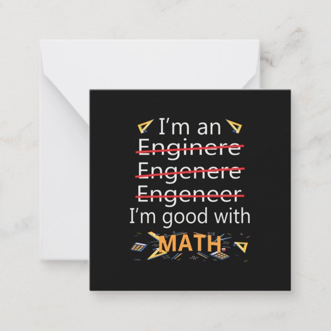Cartão De Notas Engenheiro É Bom Com Matemática (Frente)