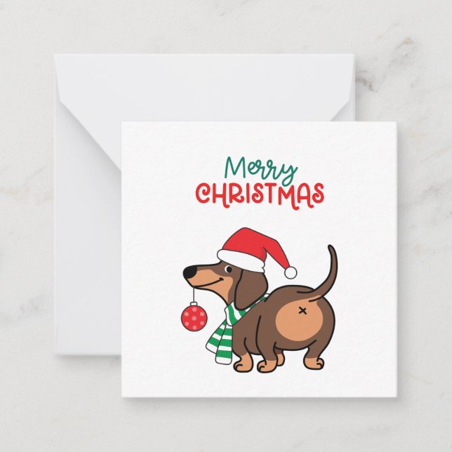 Cartão De Notas Engraçado Cachorro Bonito Feliz Natal (Frente)