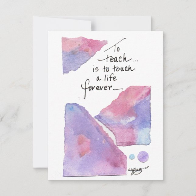 Cartão De Notas Ensinar é tocar uma vida para sempre. (Frente)