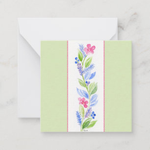 Cartão De Notas Envelope floral pequeno pintado à mão em aquarela