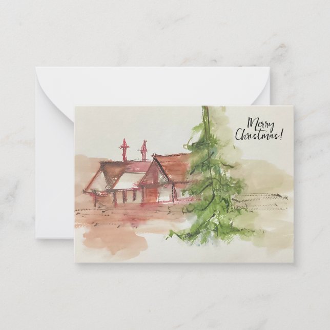 Cartão De Notas Esboço original em aquarela (Frente)