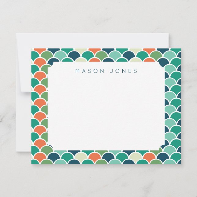 Cartão De Notas Escamas de Sereia Multicoloridas Personalizadas pa (Frente)