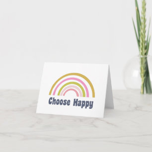 Cartão De Notas Escolher o Feliz Retro Arco-Íris Inspirativo