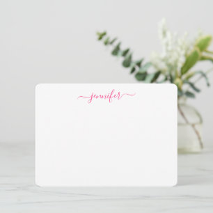 Cartão De Notas Escrita à Mão Tendência Script Personalizado Rosa 