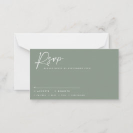 Cartão De Notas Escrito casual moderno sage green script rsvp resp